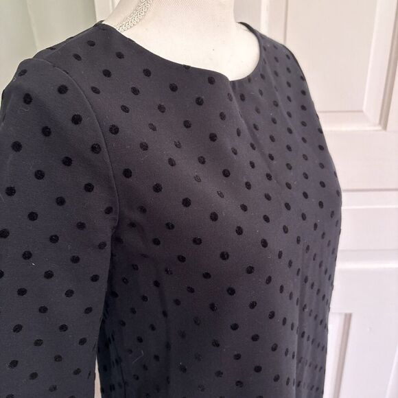 Kate Spade Polka Swiss Dot Dress 3/4 Sleeve Black Shift Womens Size Small - Picture 4 of 6